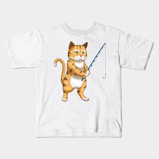 Cat Fisher Fishing rod Fishing Kids T-Shirt